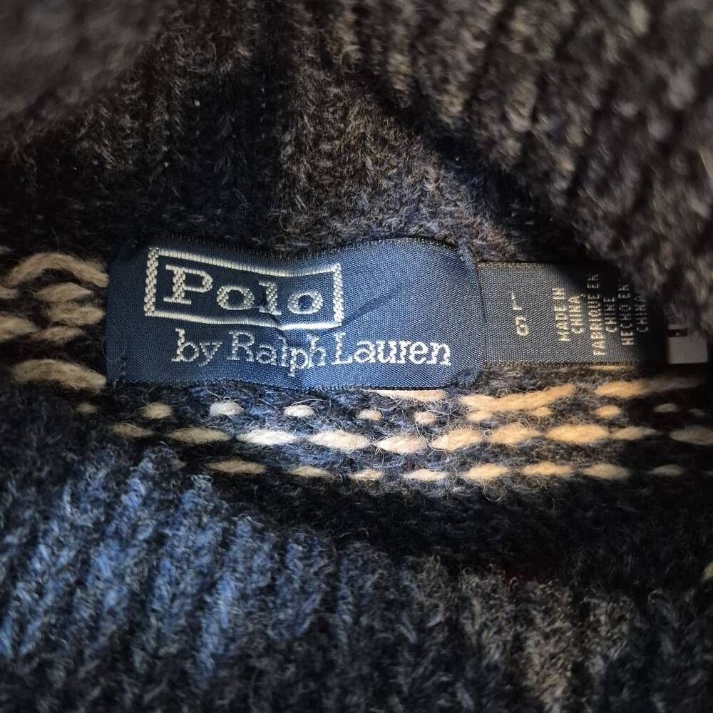 Polo by Ralph Lauren Men's Blue Fair Isle-Knit Wool Cashmere Sweater Size L - Picture 4 of 9